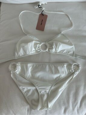 Miu Miu White Ring-Accent Bikini Set NWT